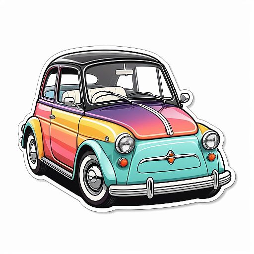 Colorful Classic Car Sticker Design Colorful Classic Car Sticker Design
