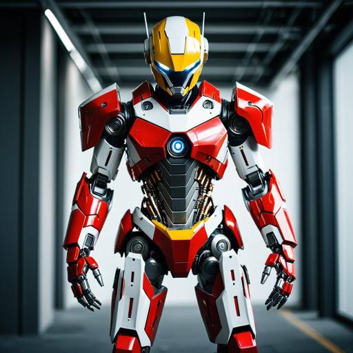 Mechanical Robot Cosplay with Red and White Armor