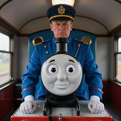 Vintage Train Conductor in Thomas Costume