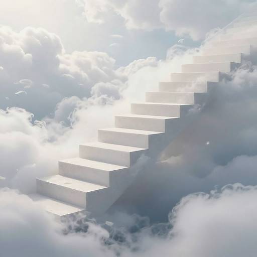 Ethereal Staircase Through Swirling Clouds