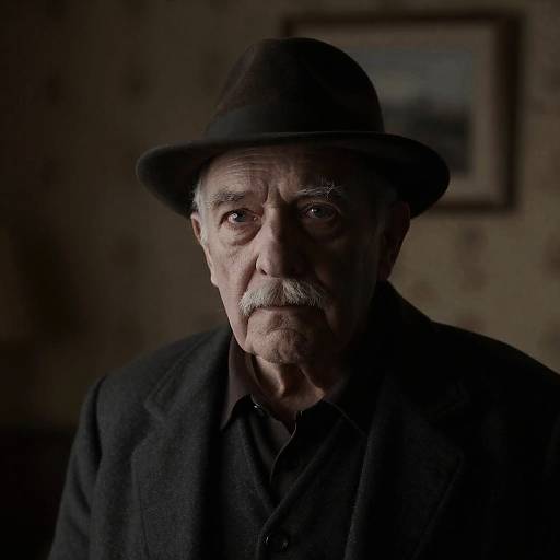 Pensive Elder in Dimly Lit Room