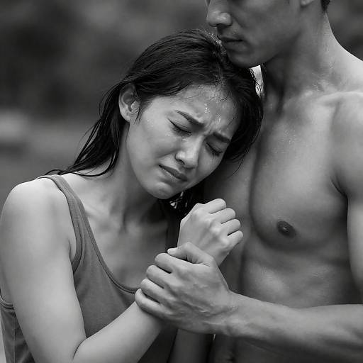 Emotional Black-and-White Portrait of Distress