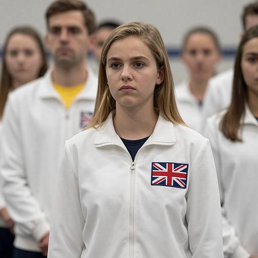 Serious Young Woman with Union Jack