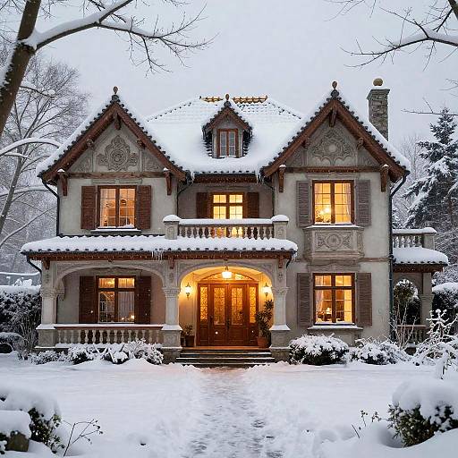 Realistic Winter Mansion Scene