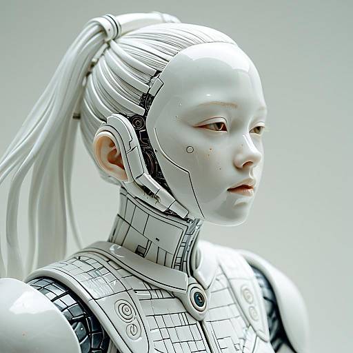 Porcelain Cyborg Schoolgirl Sculpture