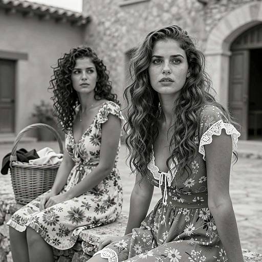 Two Women in Rustic Outdoor Setting