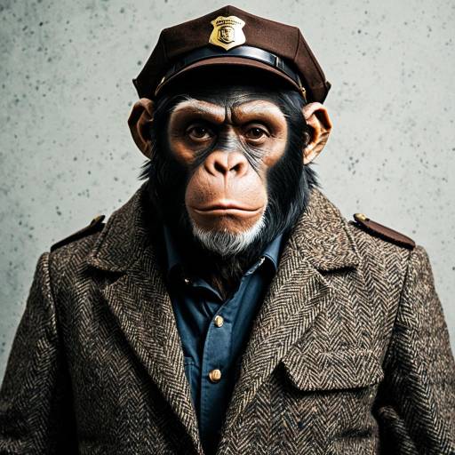 Chimp Detective in Tweed Jacket and Brown Cap