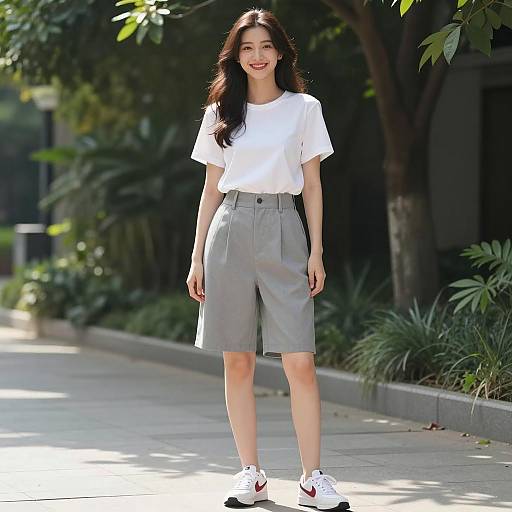 Young Woman in Casual Summer Outfit Outdoors