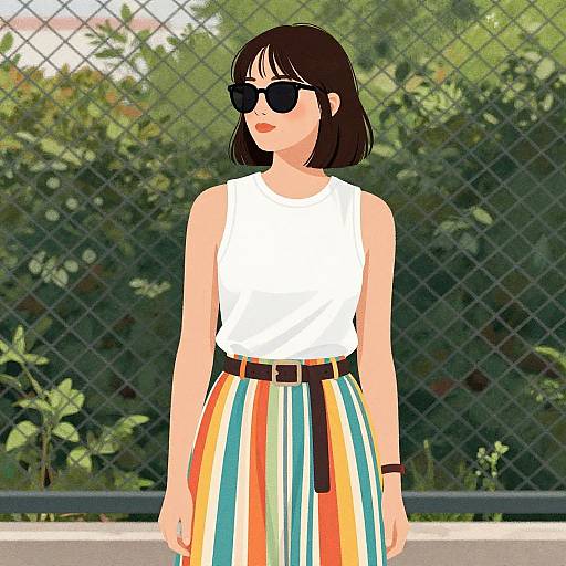 Young Woman in Colorful Summer Outfit