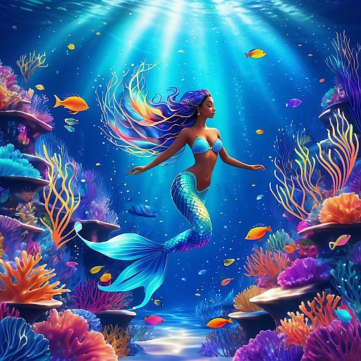 Vibrant Mermaid in Underwater Paradise Vibrant Mermaid in Underwater Paradise