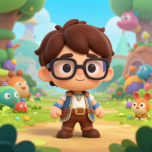 Cartoon Explorer in Fantasy World