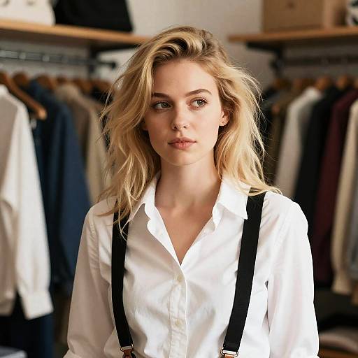 Blonde Woman in Stylish Clothing Store