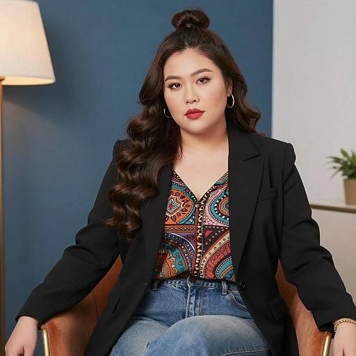 Curvy Woman in Stylish Casual Outfit
