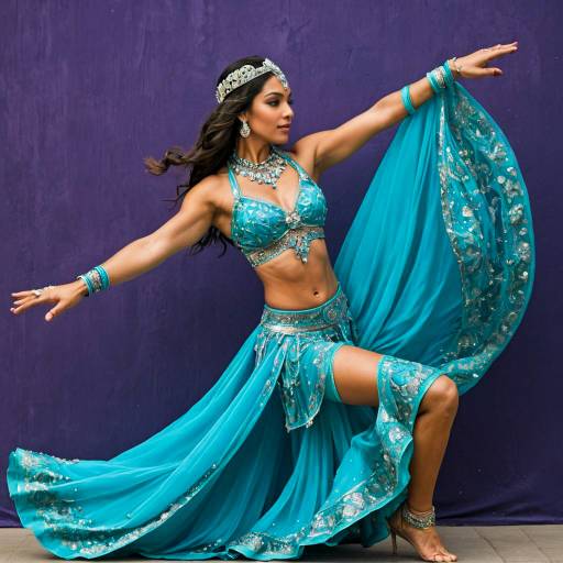 Vibrant Action Shot of Belly Dancer Outfit