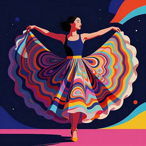 Surreal Neon Dancer with Skirt Lift
