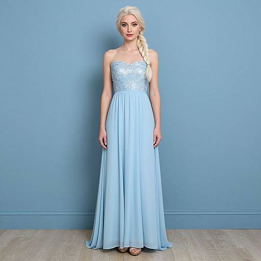 Woman in Blue Elsa Dress