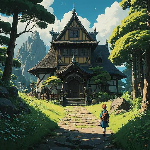 Fantasy Cottage in a Lush Forest