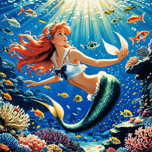 Whimsical Mermaid and Sailor Encounter Whimsical Mermaid and Sailor Encounter