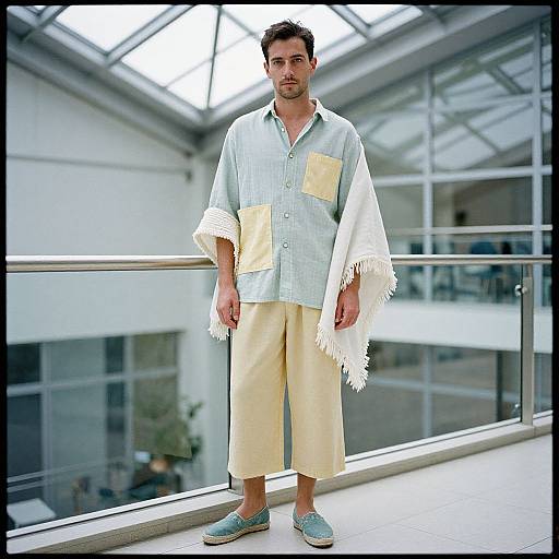 Stylish Man in Pastel Casual Wear