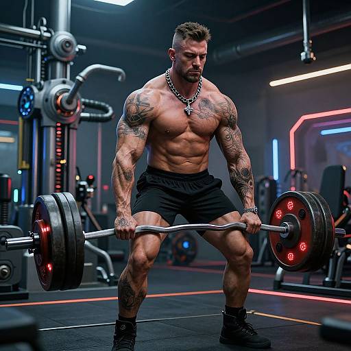 Cyberpunk Gym: Muscular Man Workout
