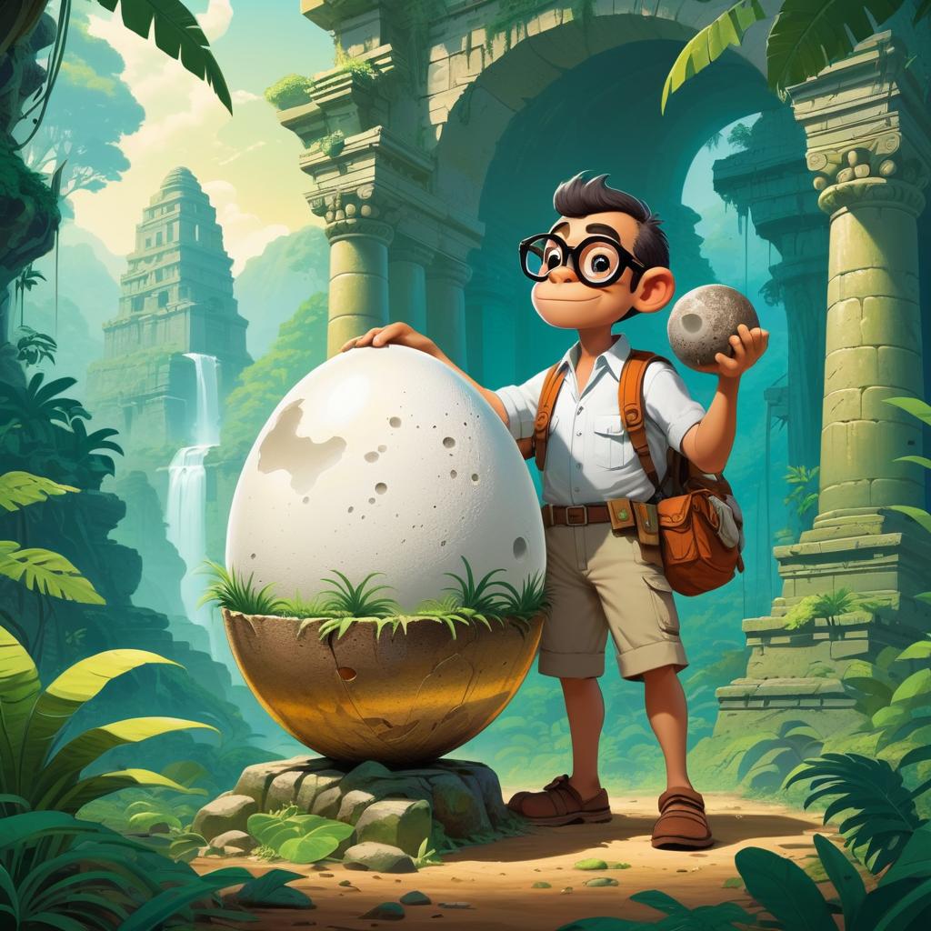 Whimsical Archaeologist in a Jungle Adventure