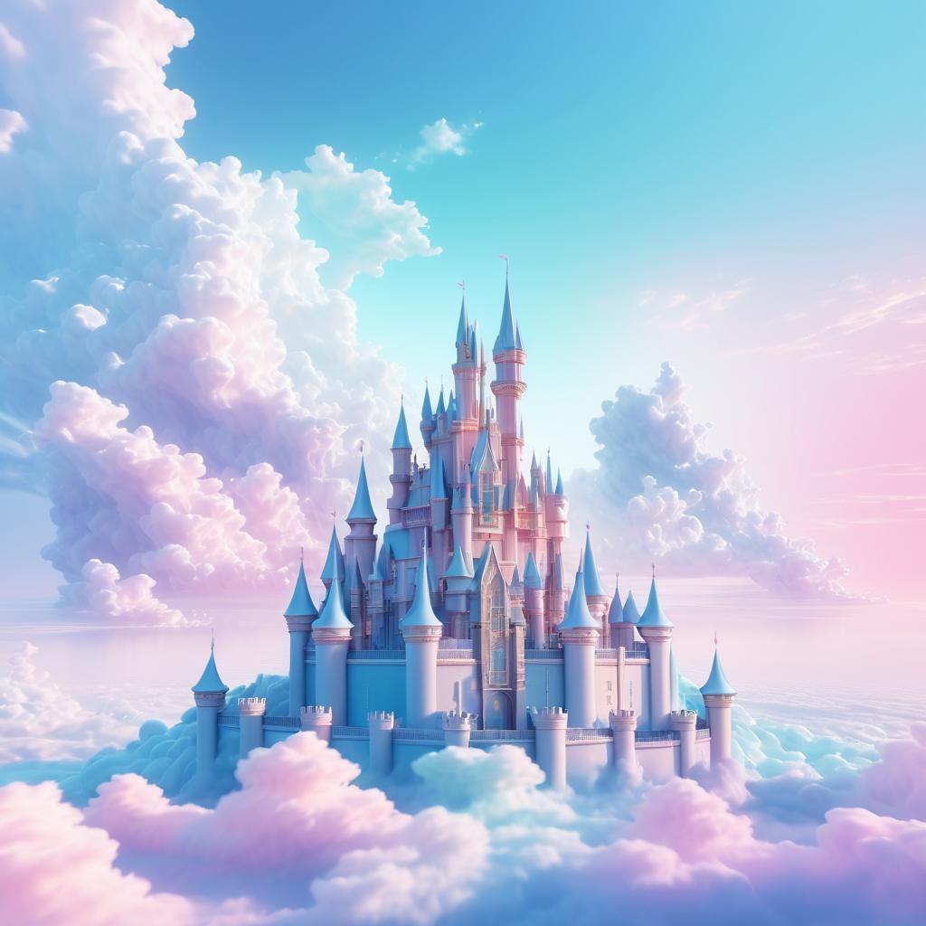 Dreamy Cloud Castle with Ethereal Lighting