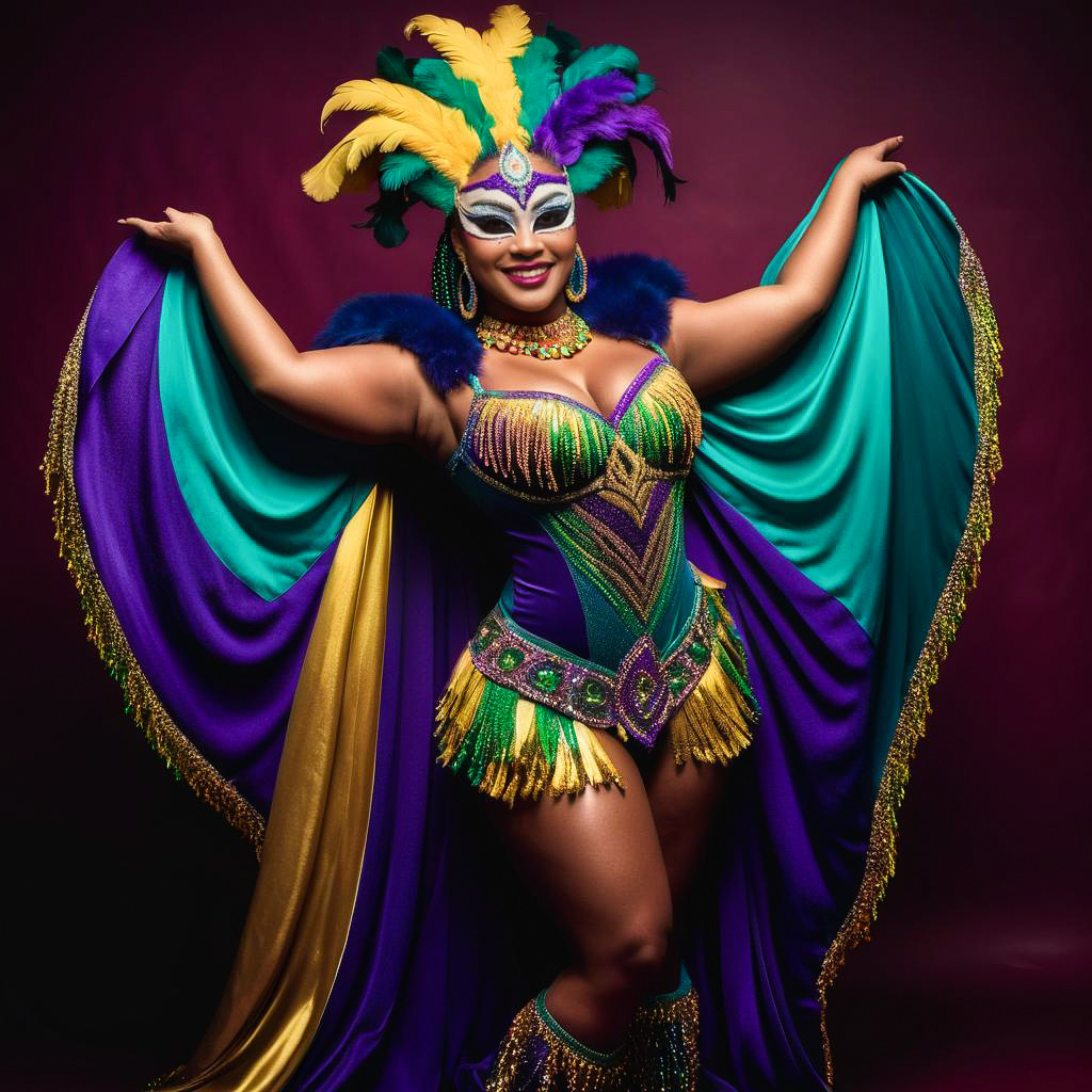 Vibrant Mardi Gras Street Dancer Portrait