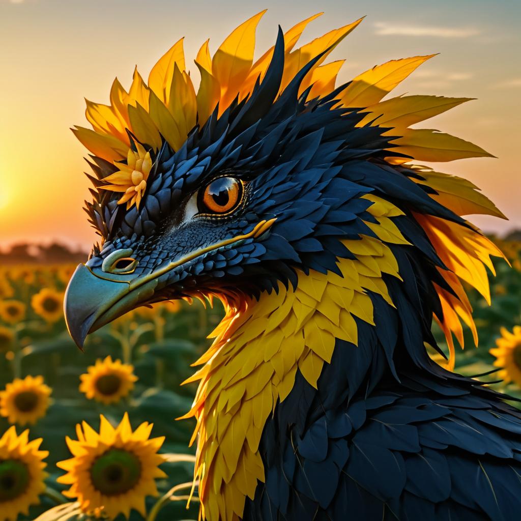 Hyper-Realistic Dragon-Bird Hybrid Portrait