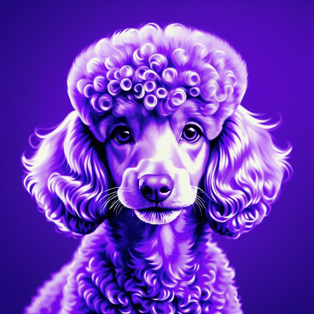 Photorealistic Poodle Portrait on Purple