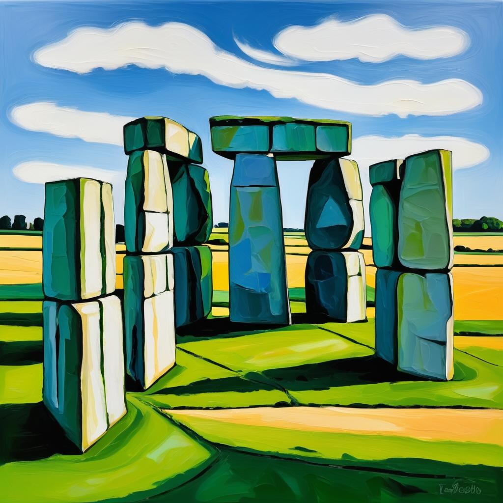 Picasso-Inspired Stonehenge Oil Painting