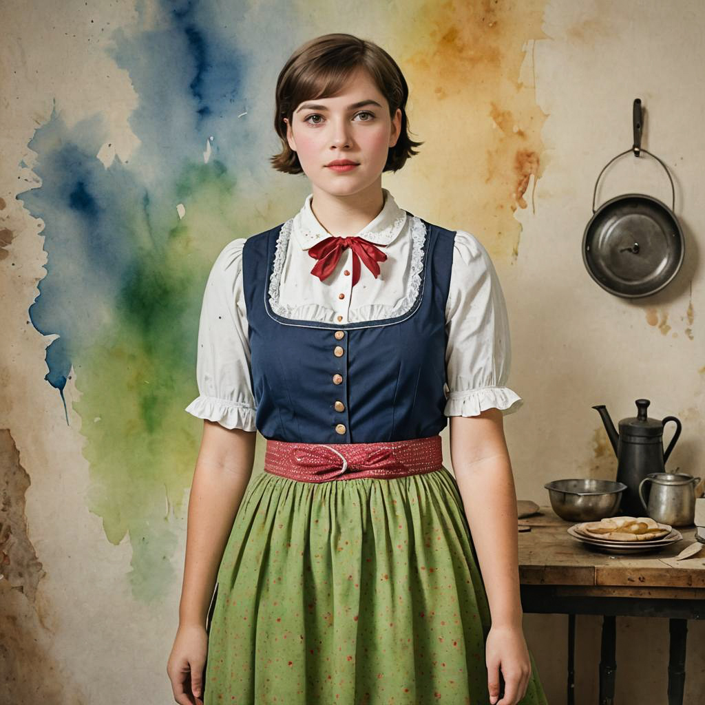 Surprised Teenage Girl in Dirndl