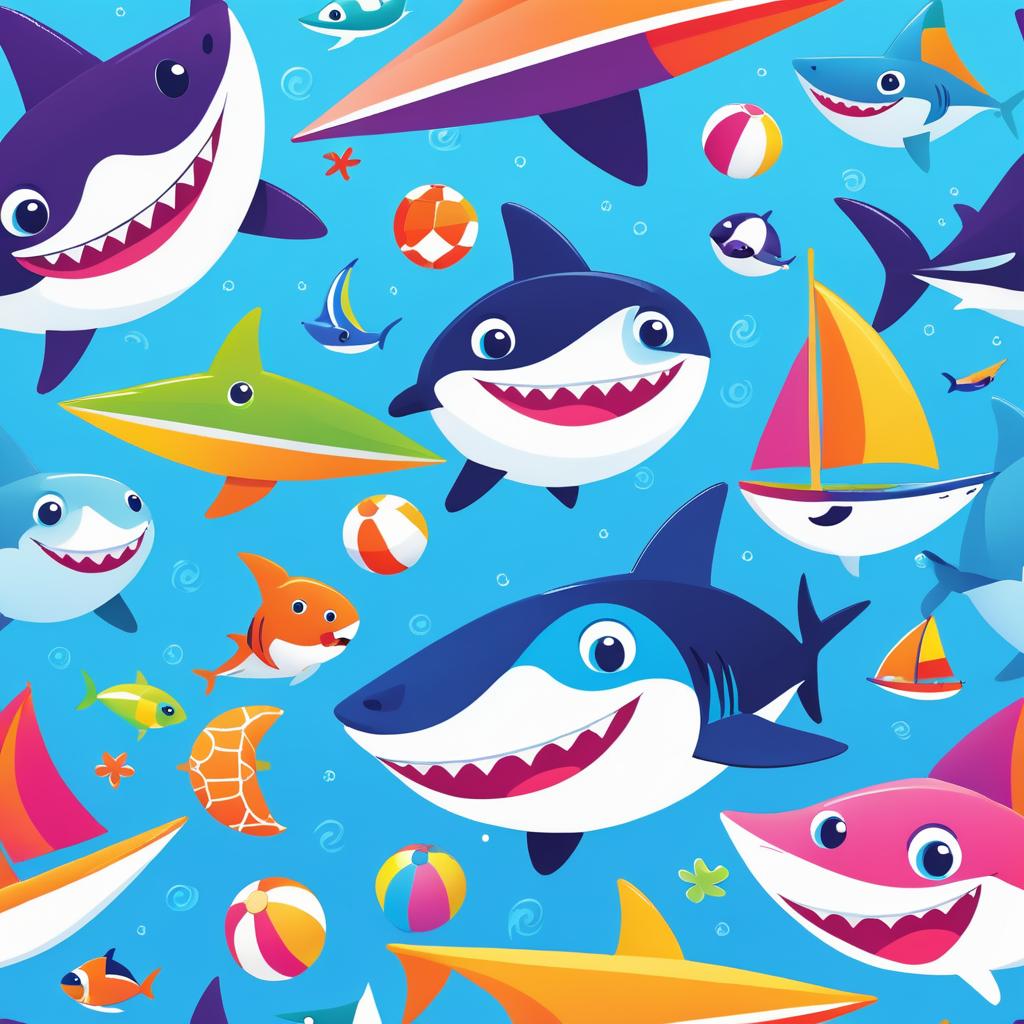 Playful Cartoon Shark Adventure Scene