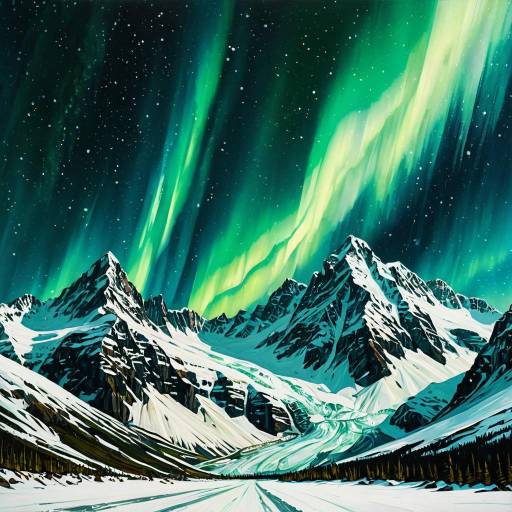 Ethereal Aurora Over Snowy Mountains Ethereal Aurora Over Snowy Mountains