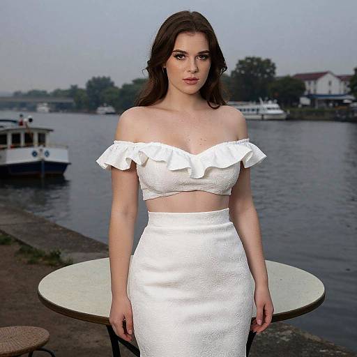 Romantic Riverside Woman in Daguerreotype