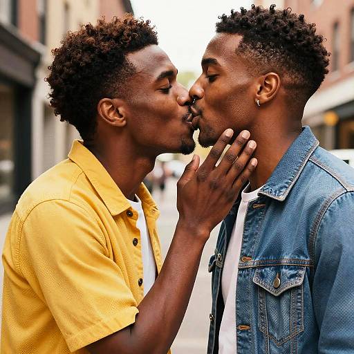 Vibrant Black Guys Kissing Meme Art