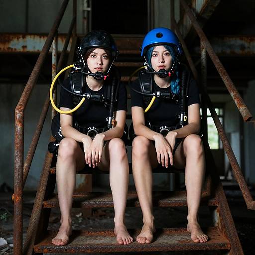 Scuba Women in an Abandoned Building