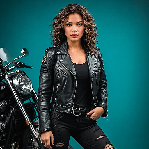 Fierce Female Motorcyclist in Urban Setting Fierce Female Motorcyclist in Urban Setting