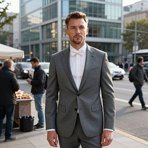 Confident Man in Urban Business Attire