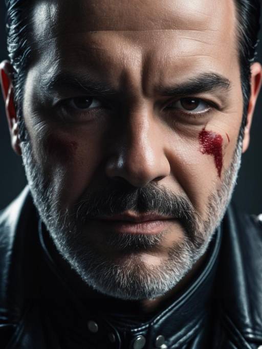 Intense Close-Up of Negan Costume Man