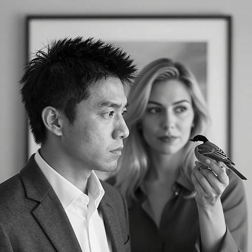 Black and White Portrait of Two People