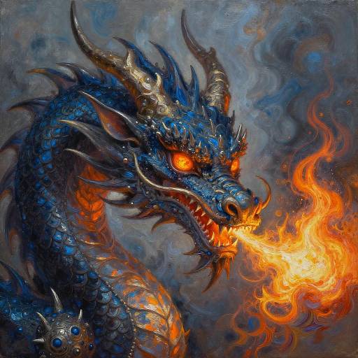 Ethereal Dragon with Fiery Elegance