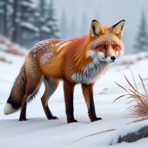 Elegant Red Fox in Winter Wonderland Elegant Red Fox in Winter Wonderland