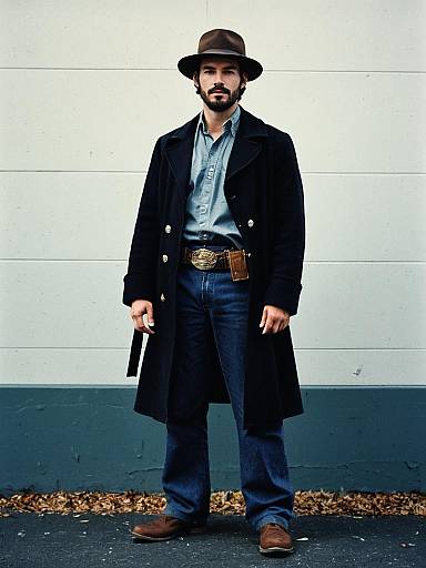 Man in American Western Costume with Hat and Coat