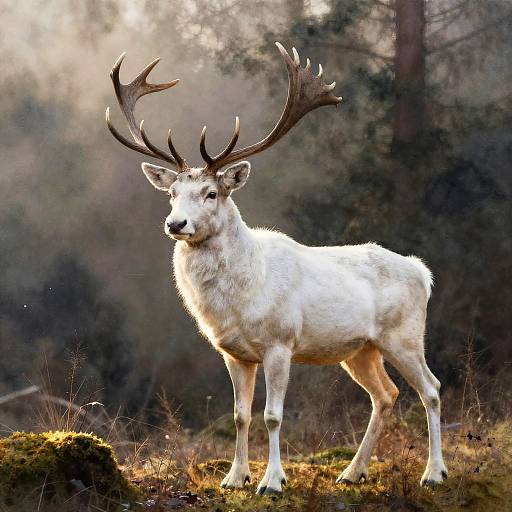 Majestic White Stag at Dawn