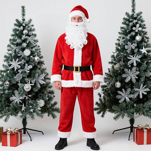 Modern Santa Outfit by Christmas Tree