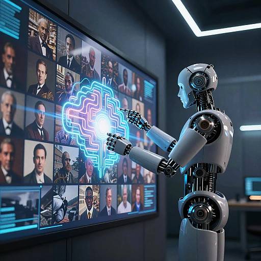 Robotic AI Analyzing Historical Collage