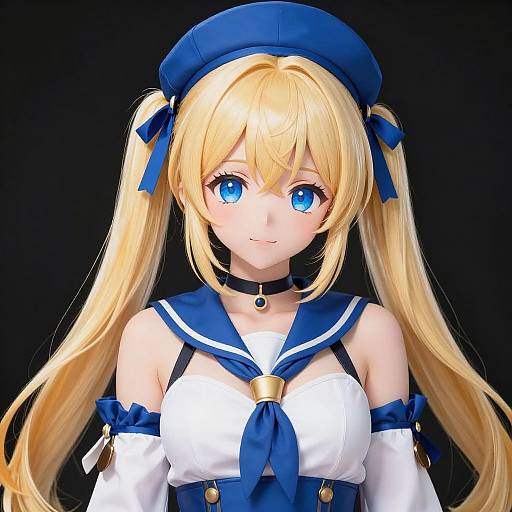 Anime Blonde Girl in Sailor Outfit