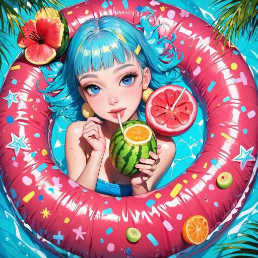Vibrant Parrot on Tropical Float
