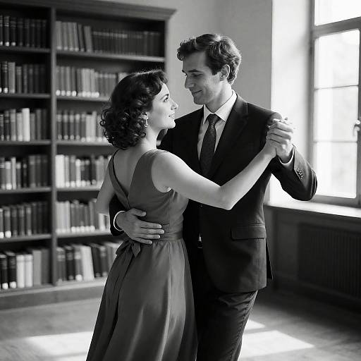 Elegant Library Dance in Black and White