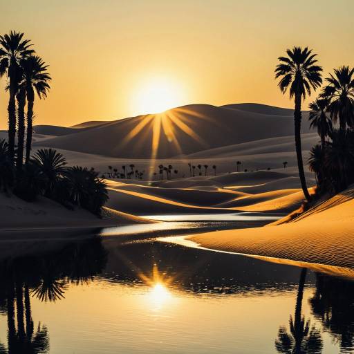 Desert Oasis Sunset Reflection